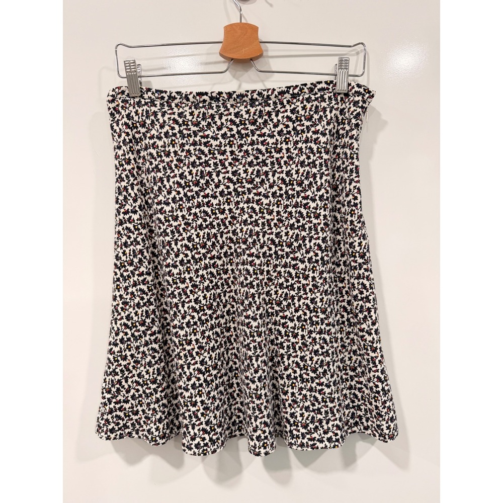 M&S Collection Floral Mini Skirt Black‎ Red Ditsy Flower A-Line Viscose Size 14